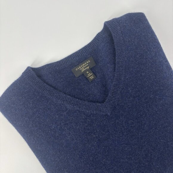 Club Room 100% Cashmere Sweater Mens XL Navy Blue Pullover Preppy Comfort - Picture 1 of 12